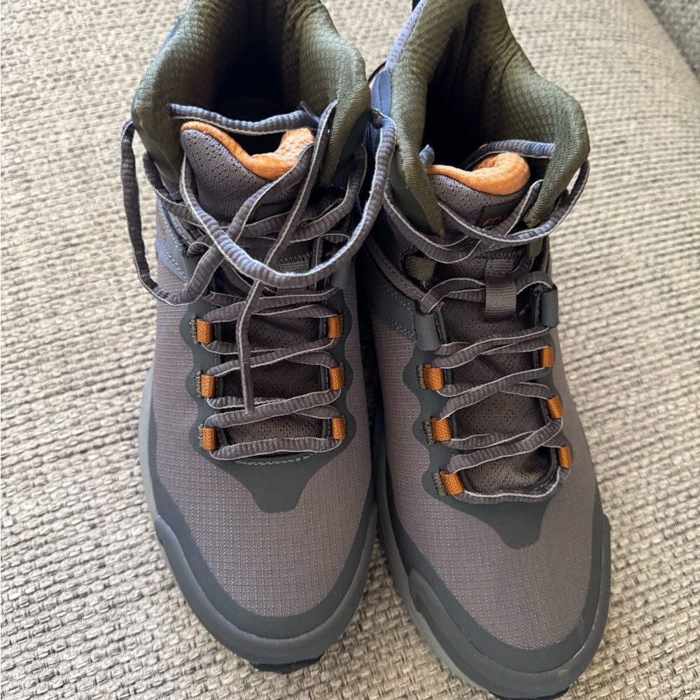 Men's Eddie Bauer Grey Hiking Boots with Olive and Orange Accents